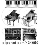 Digital Collage Of Vintage Black And White Piano Sketches