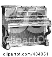 Poster, Art Print Of Vintage Black And White Upright Piano Sketch - 2