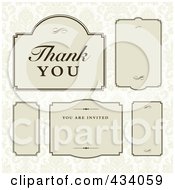 Royalty Free RF Clipart Illustration Of A Digital Collage Of Ornate Beige Wedding Frames On A Beige Pattern by BestVector