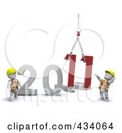 Poster, Art Print Of 3d Construction Worker White Characters Replacing The Old Year With The New Year