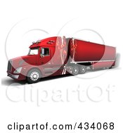 Poster, Art Print Of 3d Red Big Rig Truck With Christmas Ornament Decals