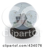 3d Snow Globe With A Winter House Inside