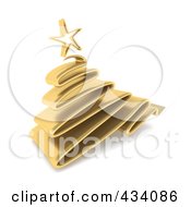 Poster, Art Print Of 3d Gold Scribble Christmas Tree