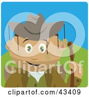 Clipart Illustration Of A Latin American Boy Wearing An Aussie Hat And Hiking by Dennis Holmes Designs