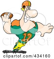 Royalty Free RF Clipart Illustration Of A Strong Quaterback Holding A Football by toonaday