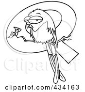 Poster, Art Print Of Line Art Of A Grouchy Bird Perched In Front Of A Letter Q