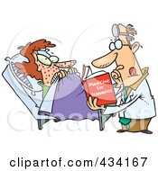 Cartoon Psychiatrist Reading A Dummy Book To Help A Patient