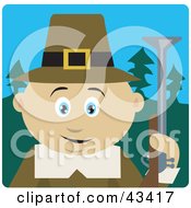 Poster, Art Print Of Hunting Male Mexican Pilgrim Holding A Gun