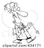 Royalty Free RF Clipart Illustration Of Line Art Of A Cartoon Psychiatrist Playing With A Yo Yo