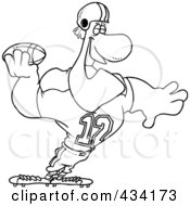 Royalty Free RF Clipart Illustration Of Line Art Of A Strong Quaterback Holding A Football by toonaday