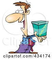 Royalty Free RF Clipart Illustration Of A Cartoon Man Holding Out A Quality Box