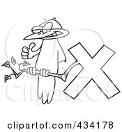 Royalty Free RF Clipart Illustration Of Line Art Of A Bird On An X Branch