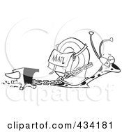 Poster, Art Print Of Line Art Of A Snail Mail Carrier With A Heavy Weight