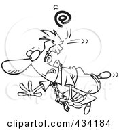 Poster, Art Print Of Line Art Of A Email Symbol Whacking A Cartoon Businessman