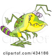 Royalty Free RF Clipart Illustration Of A Creepy Green Alien With A Striped Tail