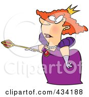 Royalty Free RF Clipart Illustration Of A Queen In A Purple Dress Pointing Her Staff by toonaday