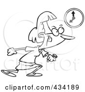 Royalty Free RF Clipart Illustration Of Line Art Of A Cartoon Businesswoman Leaving Work At The End Of The Day