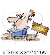 Royalty Free RF Clipart Illustration Of A Cartoon Businessman Sinking In Quicksand