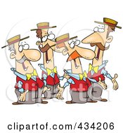 Royalty Free RF Clipart Illustration Of A Quartet Of Singing Cartoon Men
