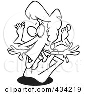Royalty Free RF Clipart Illustration Of Line Art Of A Flexible Cartoon Woman Doing Yoga