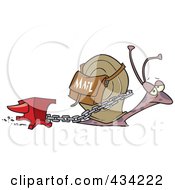 Royalty Free RF Clipart Illustration Of A Snail Mail Carrier With A Heavy Weight by toonaday