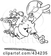 Royalty Free RF Clipart Illustration Of Line Art Of An Extreme Roller Blader Boy