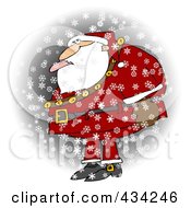 Poster, Art Print Of Santa Standing In The Snow And Catching A Snowflake With His Tongue