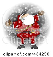 Royalty Free RF Clipart Illustration Of Santa Holding His Arms Out In The Snow