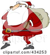 Poster, Art Print Of Santa Walking With One Arm Carrying A Sack Over His Shoulder