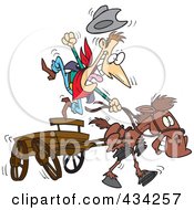 Poster, Art Print Of Cowboy And Fast Horse With A Wagon