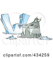 Poster, Art Print Of Cartoon Walrus And Letter W