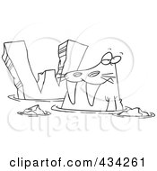 Royalty Free RF Clipart Illustration Of A Line Art Design Of A Walrus And Letter W
