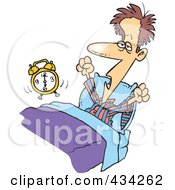 Royalty Free RF Clipart Illustration Of A Cartoon Man Stretching While Waking Up