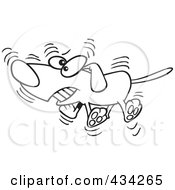 Royalty Free RF Clipart Illustration Of A Line Art Design Of A Hyper Dog Wagging His Tail