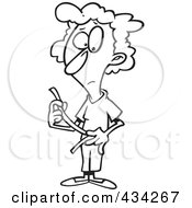 Royalty Free RF Clipart Illustration Of A Line Art Design Of A Thin Woman Measuring Her Waist