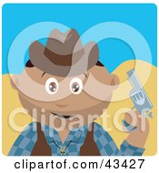 Poster, Art Print Of Hispanic Cowboy Kid Holding A Pistil