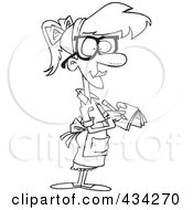 Royalty Free RF Clipart Illustration Of A Line Art Design Of A Waitress Taking An Order by toonaday