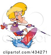 Poster, Art Print Of Cartoon Boy Wakeboarding
