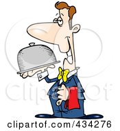 Pleasant Waiter Carrying A Platter