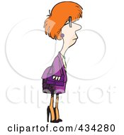 Royalty Free RF Clipart Illustration Of A Red Haired Businesswoman Waiting