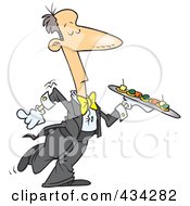 Royalty Free RF Clipart Illustration Of A Snobby Waiter Carrying A Tray