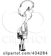 Royalty Free RF Clipart Illustration Of A Line Art Design Of A Businesswoman Waiting