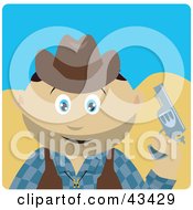 Poster, Art Print Of Mexican Cowboy Kid Holding A Pistil