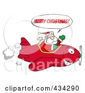 Poster, Art Print Of Santa Saying Merry Christmas And Flying A Plane