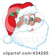 Royalty Free RF Clipart Illustration Of A Black Santa Face by Hit Toon