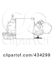 Royalty Free RF Clipart Illustration Of Santa With A Blank Sign 4