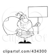 Poster, Art Print Of Santa Holding A Blank Sign - 1