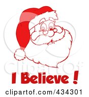 Royalty Free RF Clipart Illustration Of I Believe Text With A Red Santa Face