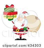 Poster, Art Print Of Santa Holding Gifts