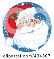 Royalty Free RF Clipart Illustration Of A Santa Face With A Snow Circle